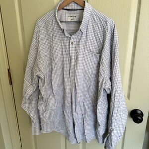 Poncho Blue and White Gingham Men's Casual Performance Shirt